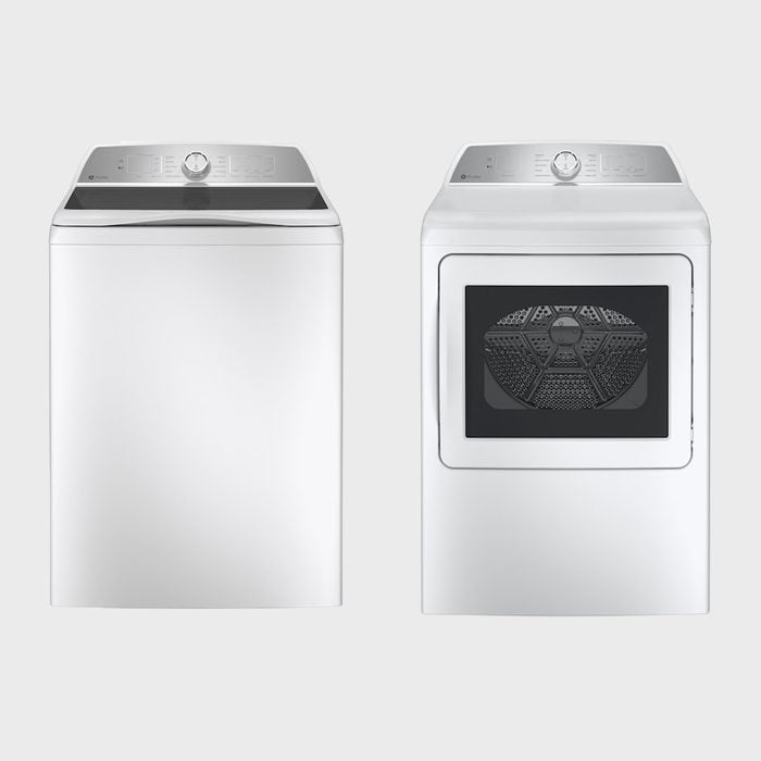 Ge Profile High Efficiency Top Load Washing Machine With Flexdispense And Electric Vented Dryer