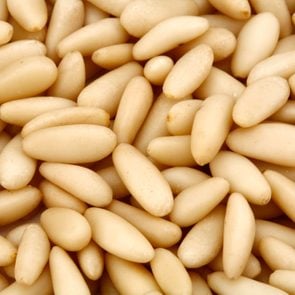 close up of dry pine nuts