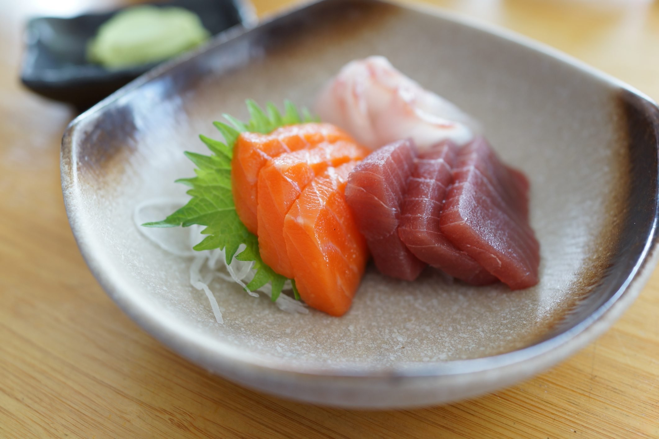 Raw fish sashimi traditional Japanese food set