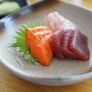 Raw fish sashimi traditional Japanese food set