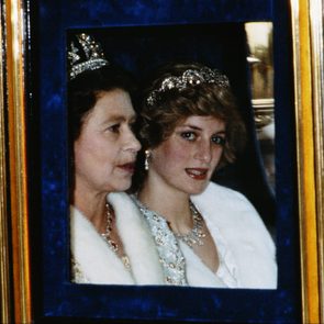 The Princess of Wales and the Queen attend the Opening of Parliament in London, November 1982. Diana is wearing a white fur coat and the Spencer tiara. (Photo by Terry Fincher/Princess Diana Archive/Getty Images)