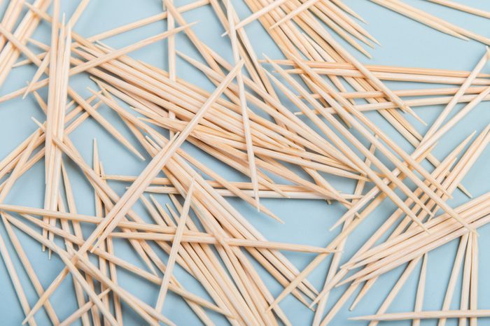 Toothpicks on the Turquoise blue background