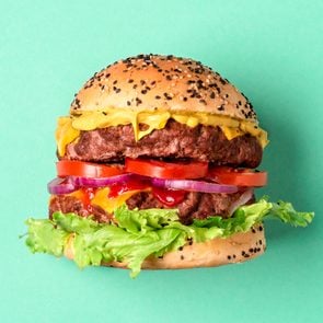 hamburger on green background