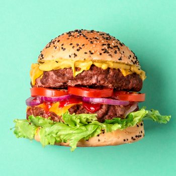 hamburger on green background
