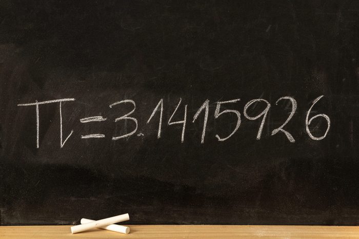 Pi number written out on a chalkboard