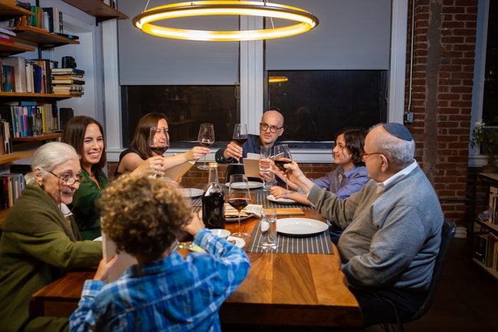 Family Drinking Wine at Passover Seder