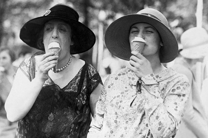 vintage photo of women eating ice cream