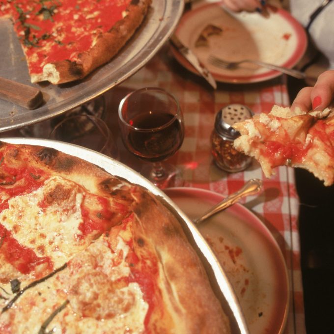 Close-up of Pizza Pies at Lombardi's Pizza Restaurant