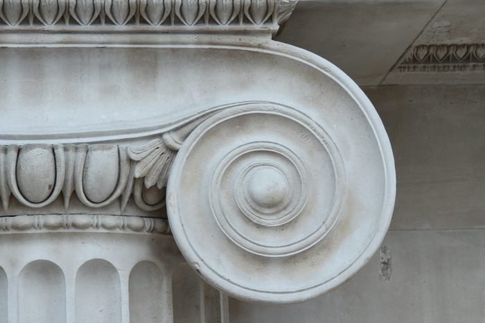 close up of ionic stone column