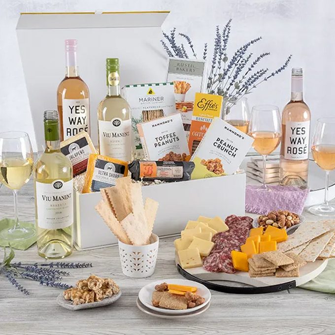 Gourmet Gift Baskets White Wine And Cheese Gift Box