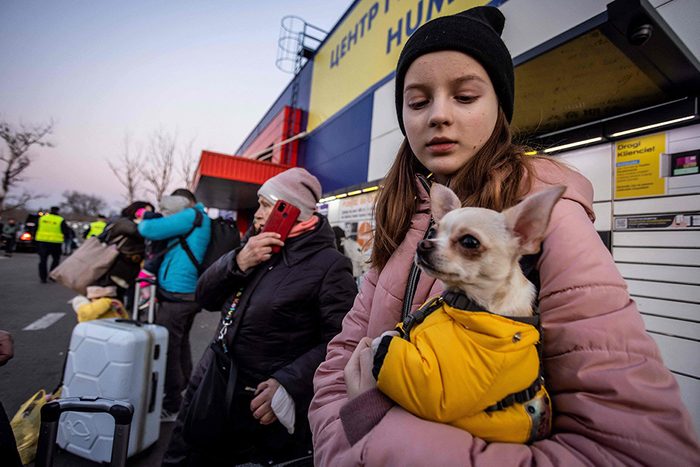 Rd Welcoming Ukrainian Refugees Ukrainian Girl Holds Dog At Polish Border Gettyimages 1239333320 960x640