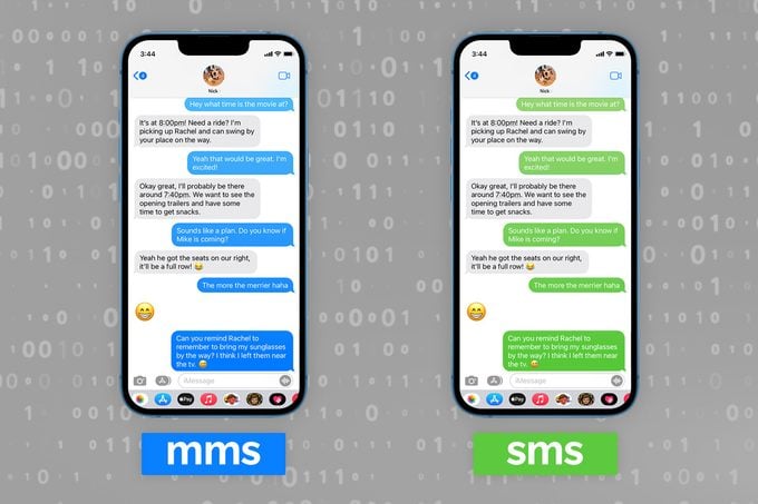 What is Sms: two iphones sms and mms