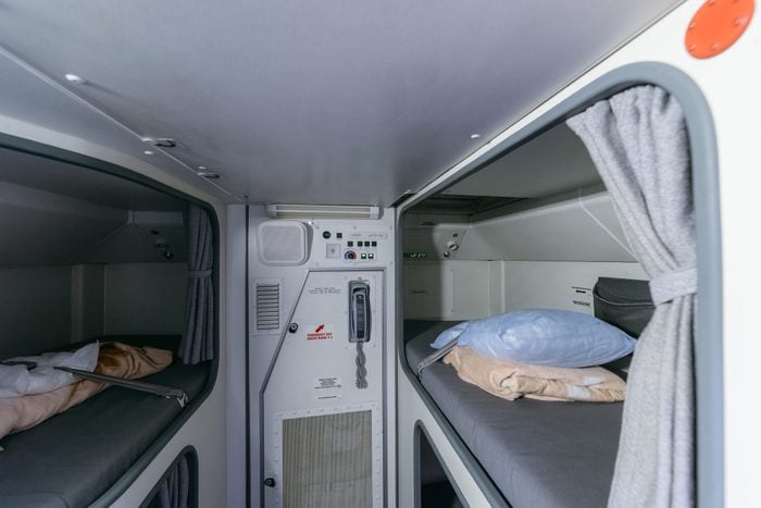 secret sleeping room in a commercial aircraft