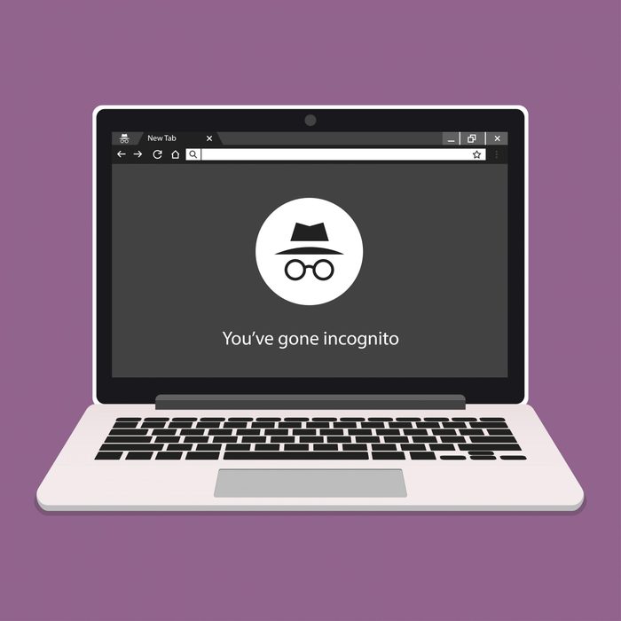 illustrated laptop showing an incognito screen on a laptop