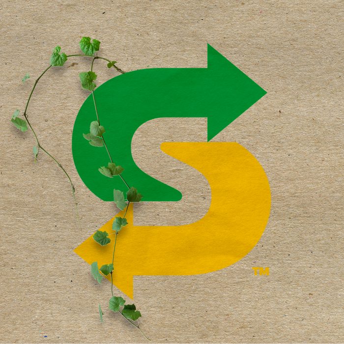 Subway logo with vines growing out on a kraft paper background