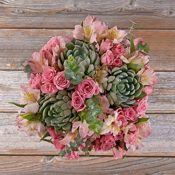 The Bouqs Pink Rose And Succulent Floral Arrangement