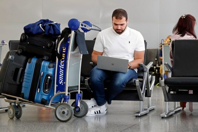 Yusuf Ragab, of Dubai wait for his return flight back home at San Francisco International airport in San Francisco, Ca. on Tues. March 21, 2017. Ragab said he would miss having his laptop with him, to do business work on during his 16 hour flight.The Trum
