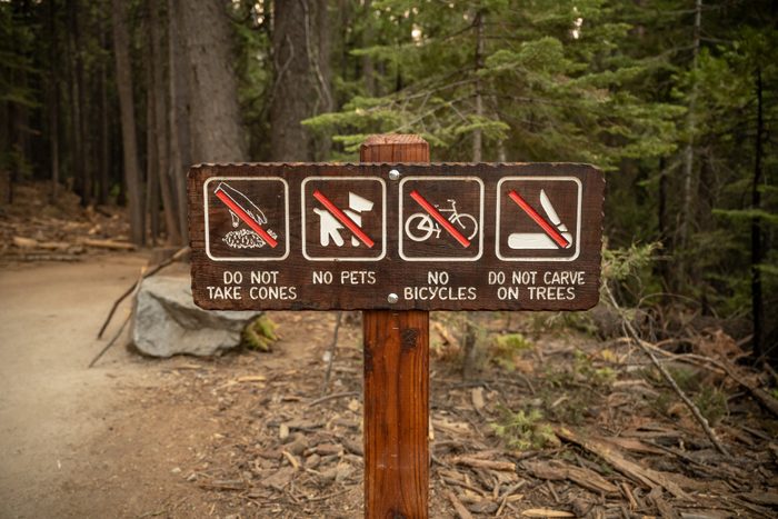 rule Sign at Trail Head In Yosemite