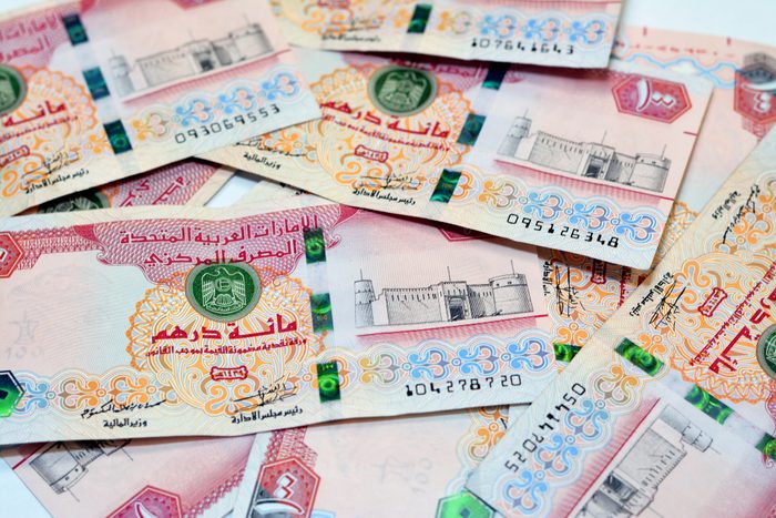 Dirhams banknote currency of United Arab Emirates UAE