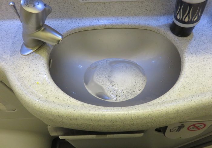 small airplane toilet sink