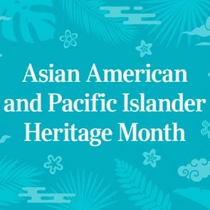 Asian American & Pacific Islander Heritage Month on a teal background