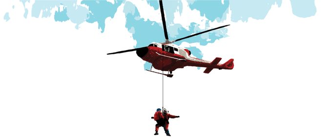 Illustration of a helicopter rescue