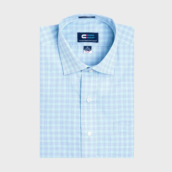 Blue And Teal Check Short Sleeve Shirt Ecomm Via Magnaready