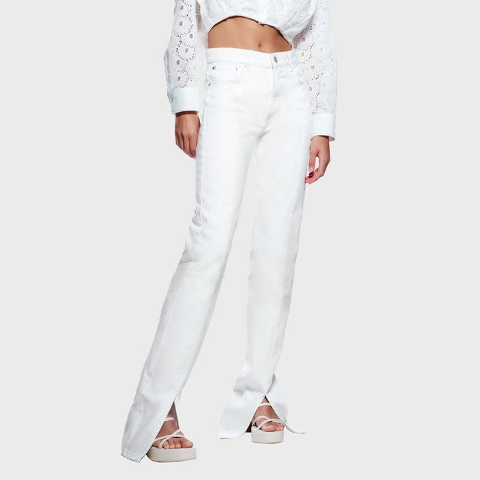 White Split Straight Jean