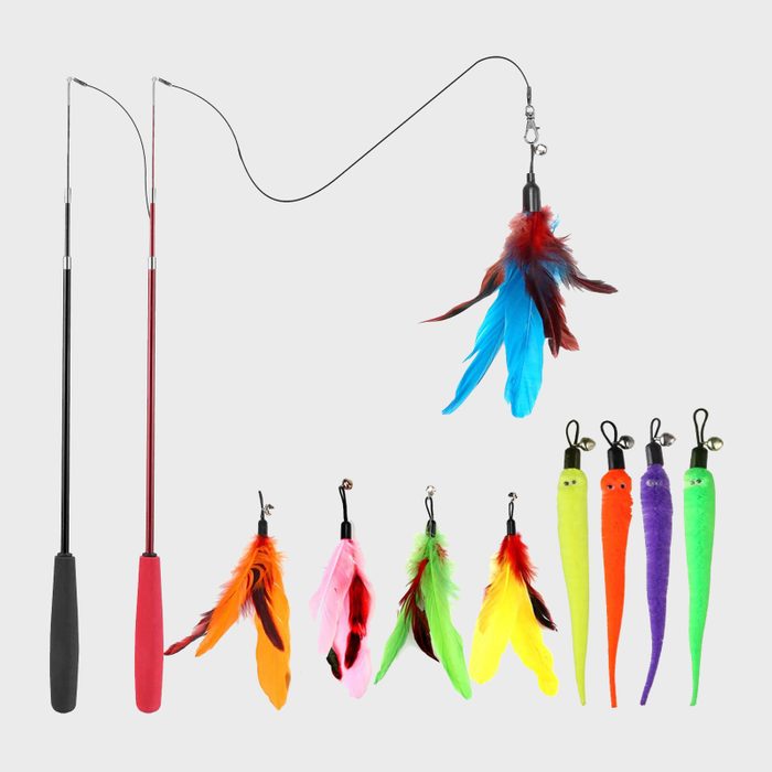 Retractable Cat Wand Toy and Feather Teaser Refills