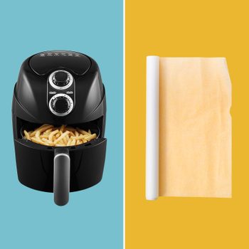 Air Fryer with Parchment Paper side by side