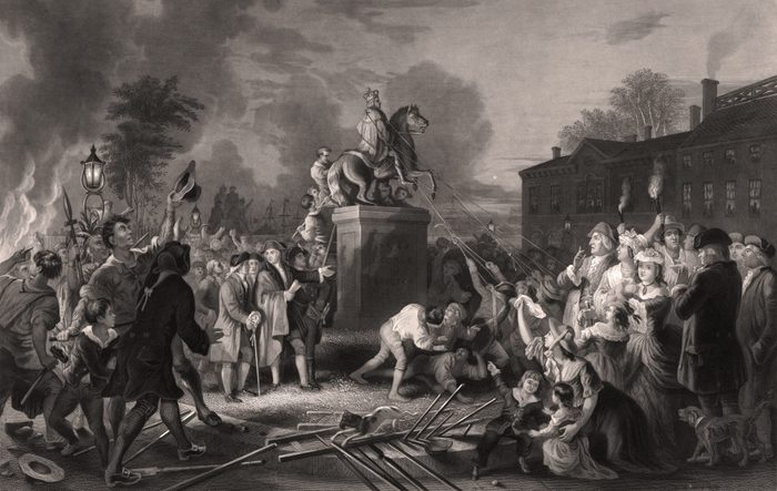 Pulling Down the Statue of King George III, Bowling Green, NY, 1776