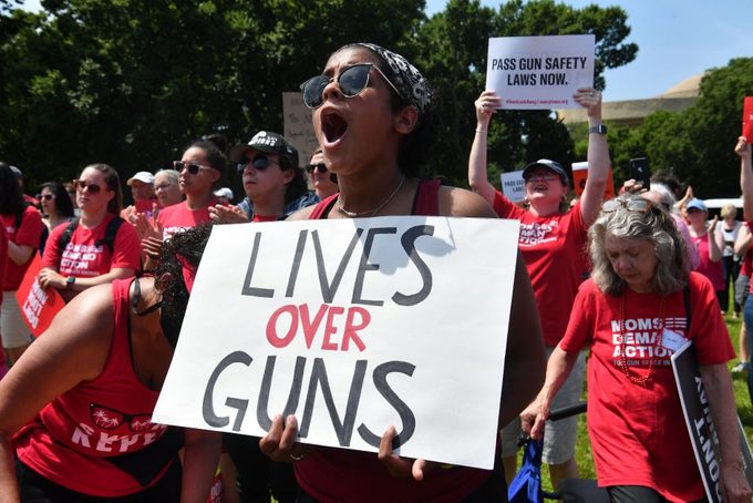 Activists rally against gun violence on June 8, 2022, in Washington, DC, demanding action from lawmakers.