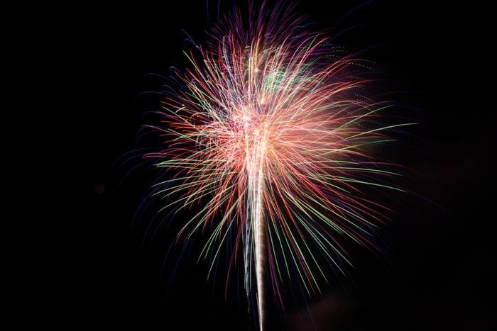 Low angle view of firework display at night,The Woodlands,Texas,United States,USA