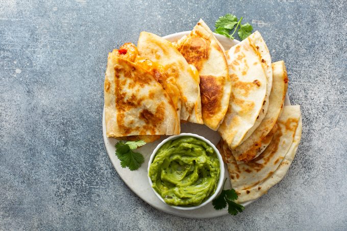 cheese quesadillas served with guacamole