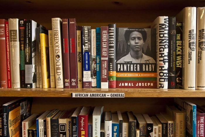 A section of African-American history books are on display at Powell's Bookstore