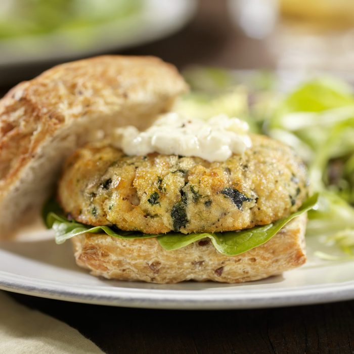 crab cake with Spinach and Tarter Sauce