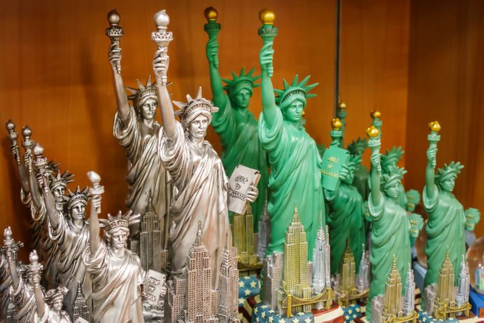Miniature Statue of Liberty's for sale in a store at John F. Kennedy International Airport.