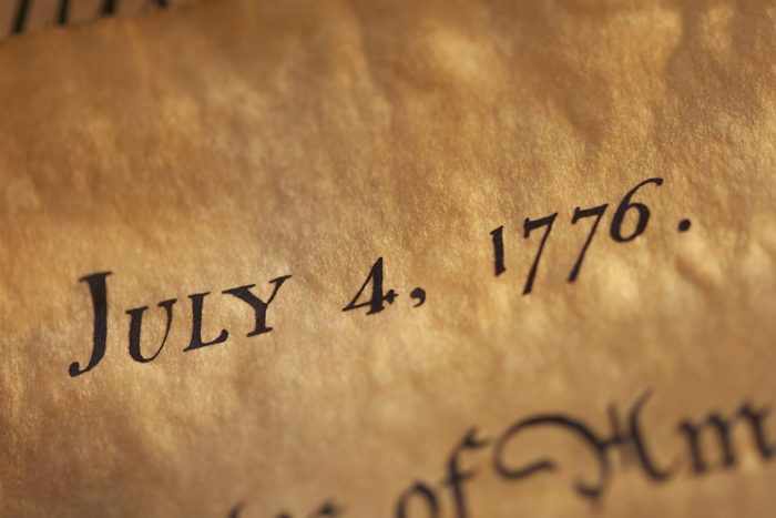 July 4, 1776 on the Declaration of Independence