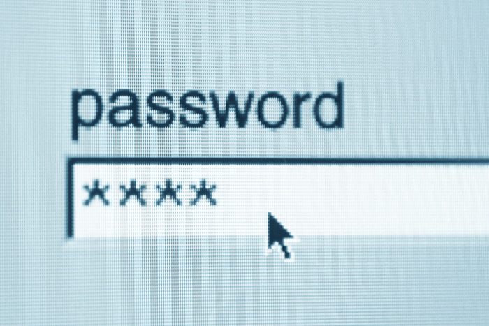 entering password on a computer screen