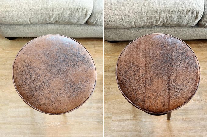 before and after cleaning a bar stool 