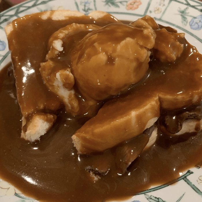 hot beef sandwich smothered in gravy