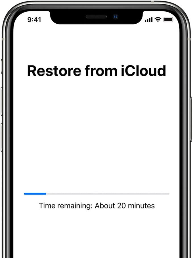 Restore from iCloud screen on an iPhone
