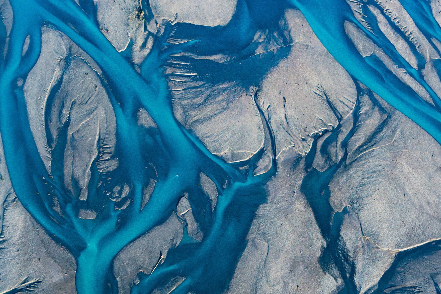 Amazing braided rivers in New Zealand from a plane