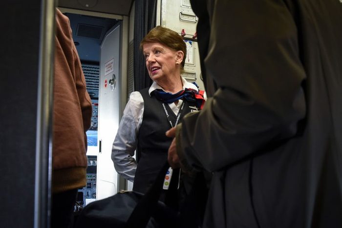 American Airlines Flight Attendant Bette Nash is in her 60th year of working in the clouds, in Arlington, VA.