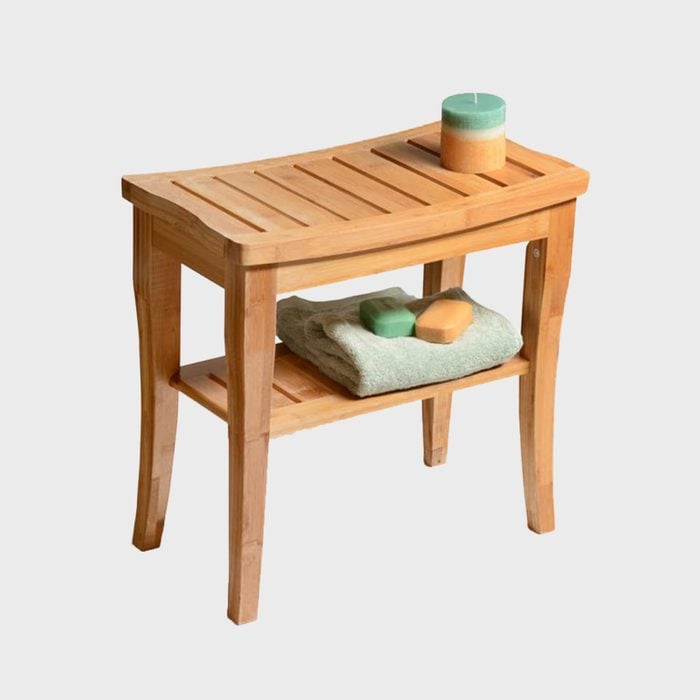 Rd Ecomm Bambusi Bamboo Shower Stool Bench, With Storage Shelf, Non Slip Spa Chair Seat For Indoor Or Outdoor Use Via Walmart.com