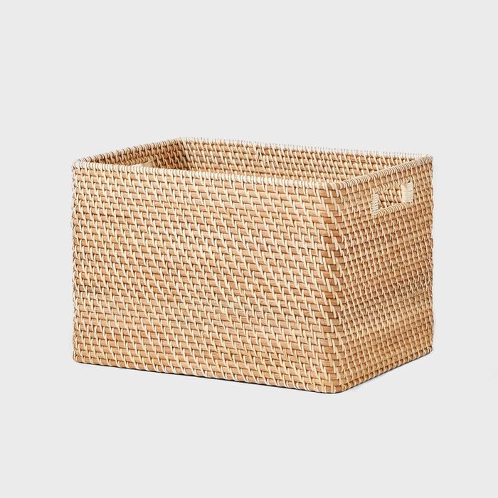Rd Ecomm Marie Kondo X Large Ori Curved Rattan Bin Honey Natural Via Thecontainerstore.com