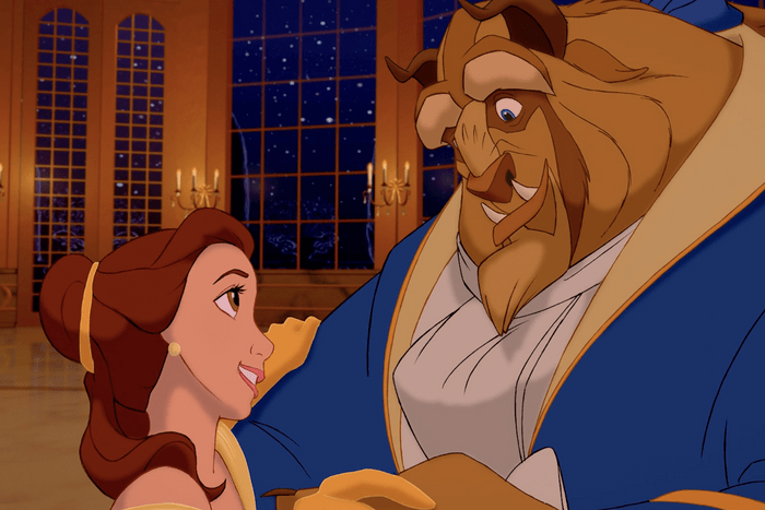 bell dancing with the beast in disney's beauty in the beast animated movie still