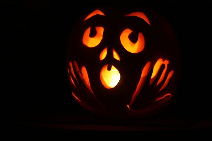 Halloween pumpkin with surprised face