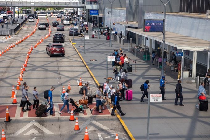 Travelers are seen going through Hartsfield Jackson International Airport in Atlanta, Georgia on July 2nd, 2022