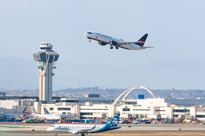 Air Canada Boeing 737 MAX 8 takes off from Los Angeles international Airport on July 30, 2022 in Los Angeles, California